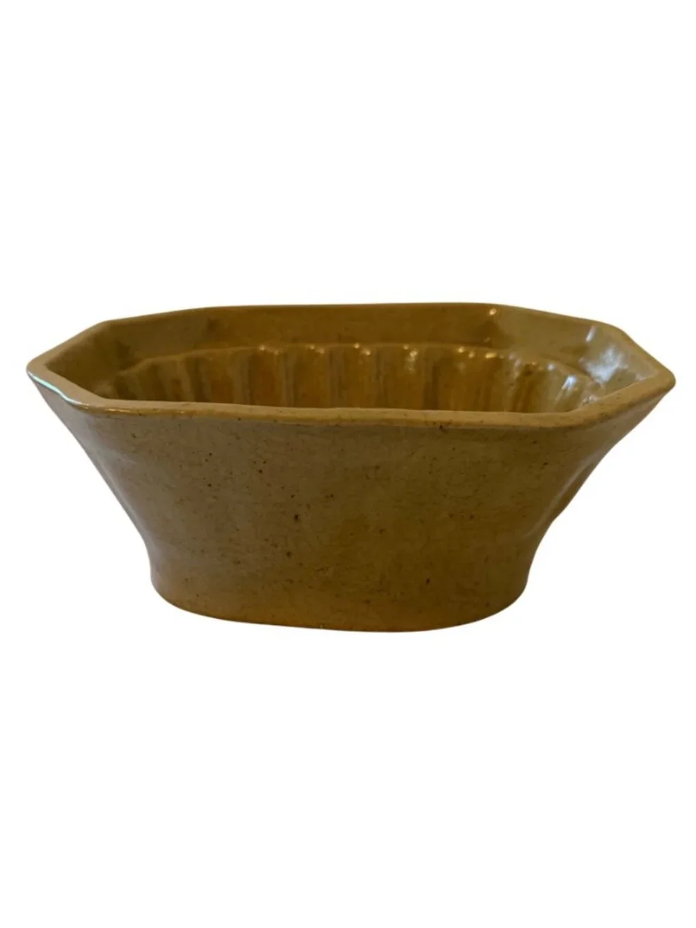 Antique Yellowware Wheat Sheaf Pudding Mold Stoneware Jelly Mold Primitive 7.5